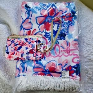 Lily Pulitzer Beach Towel and Wristlet - Party Like A Lobstar!